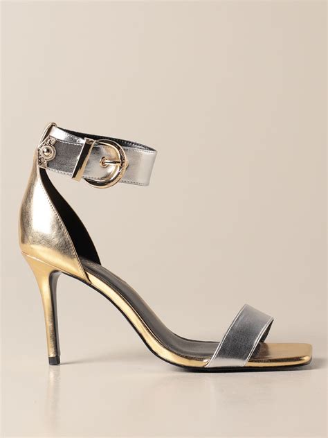 sandalo tacco quadrato oro versace|versace sandals saks.